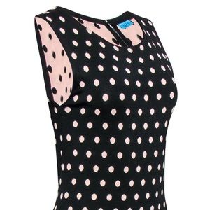 ALICE + OLIVIA ‘Marta' Black Pink Polka Dot Dress SMALL